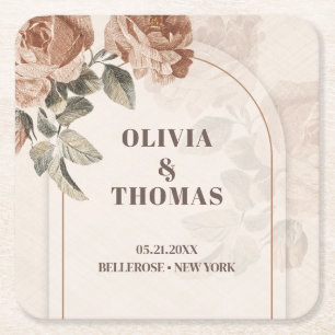 Vintage vattenfärgsfärg för koppar, brun nyans för underlägg papper kvadrat