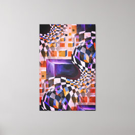 Vintage Vattenfärgsgrafik Artwork 80s 90s Chessboa Canvastryck