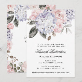 Vintage VattenfärgsHydrangeus| Sip och se Inbjudningar