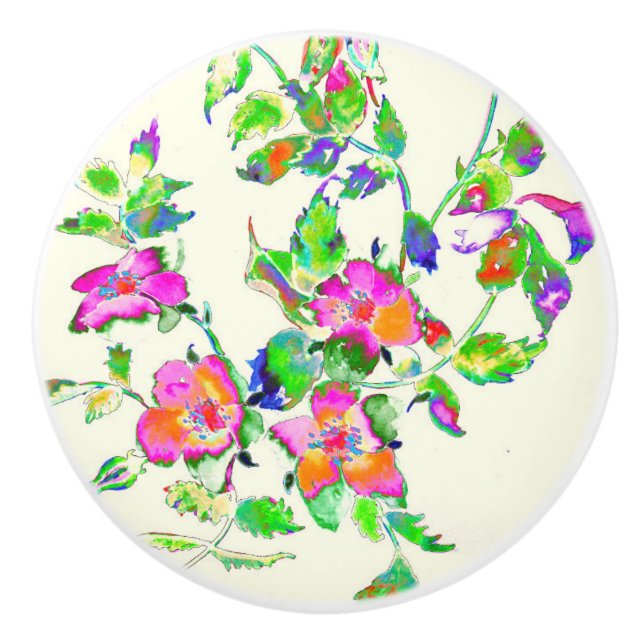 Vintage vattenfärgsRosa orange Ro Knopp (Framsidan)