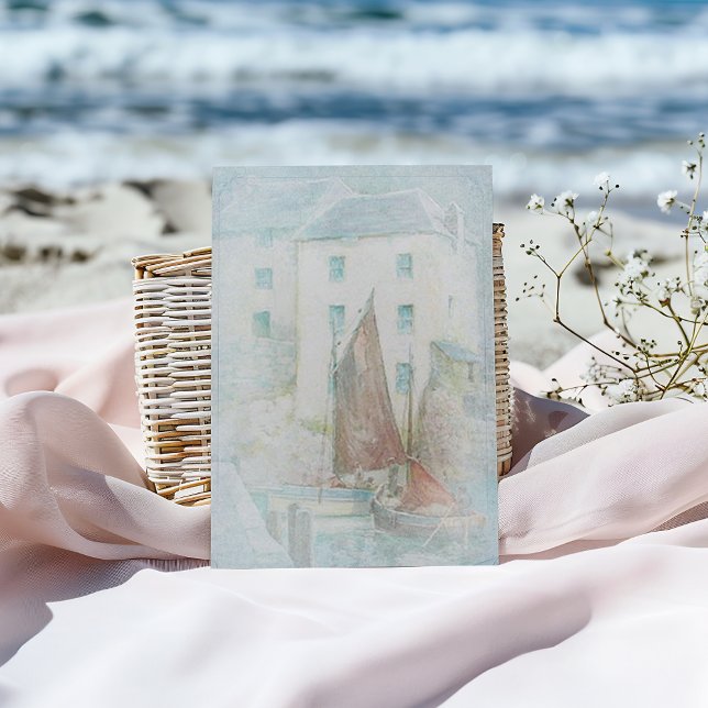 Vintage Vattenfärgssegelbåtar i hamnen Vykort (Skapare uppladdad)