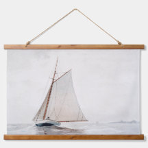Vintage Vattenfärgssegelbåtsbyte Hanging Tapestry