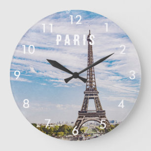 Vintage vattenfärgsvykort Paris Eiffel torn Stor Klocka