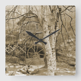 Vintage Vattenhjul Fyrkantig Klocka