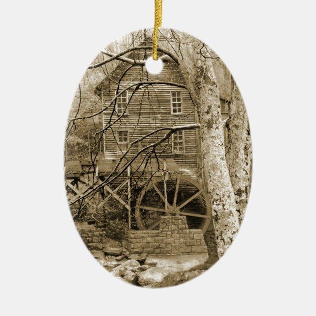 Vintage Vattenhjul Julgransprydnad Keramik (Framsidan)