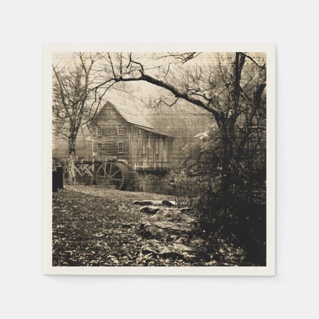 Vintage Vattenhjul Pappersservett (Framsidan)