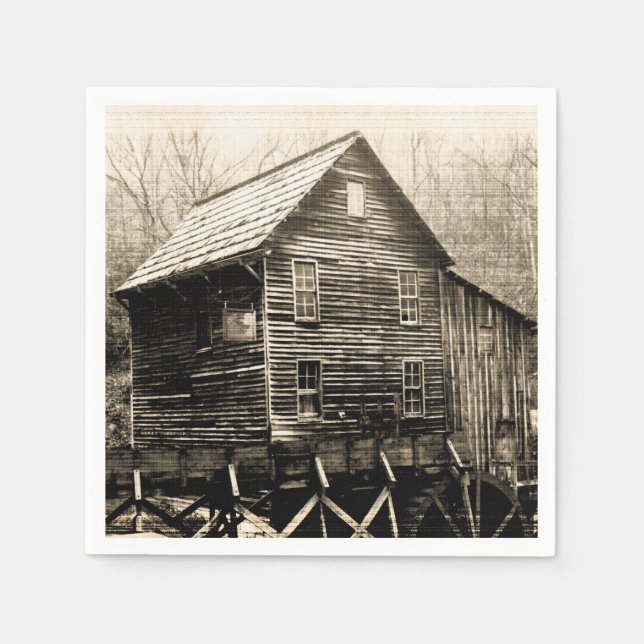 Vintage Vattenhjul Pappersservett (Framsidan)