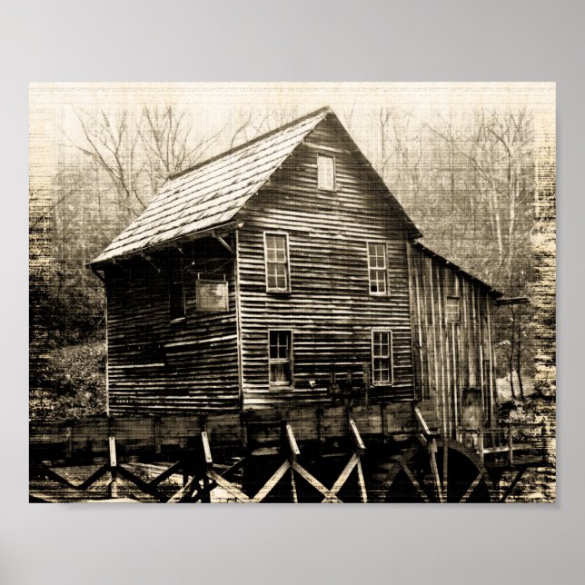 Vintage Vattenhjul Poster (Framsidan)