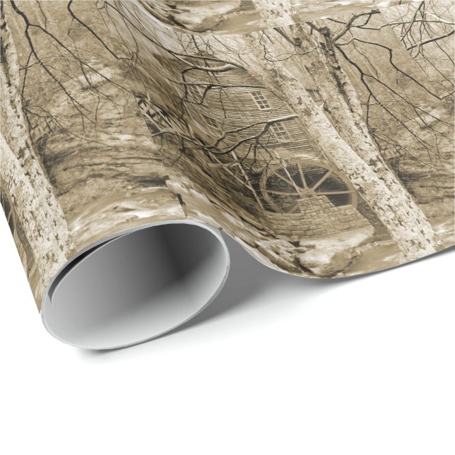 Vintage Vattenhjul Presentpapper (Rullad Hörn)