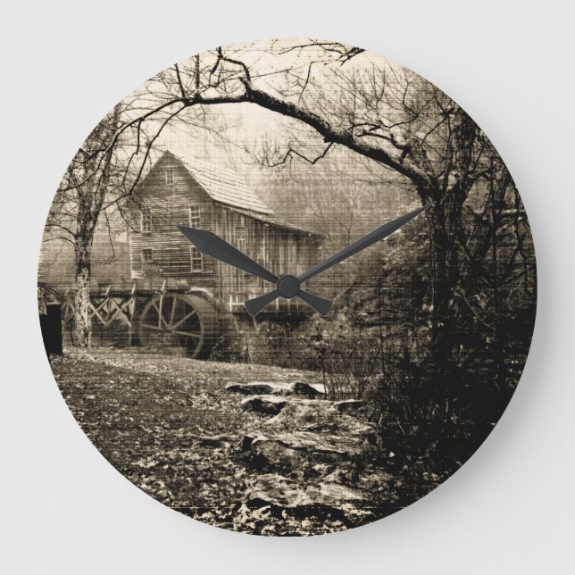 Vintage Vattenhjul Stor Klocka (Framsida)