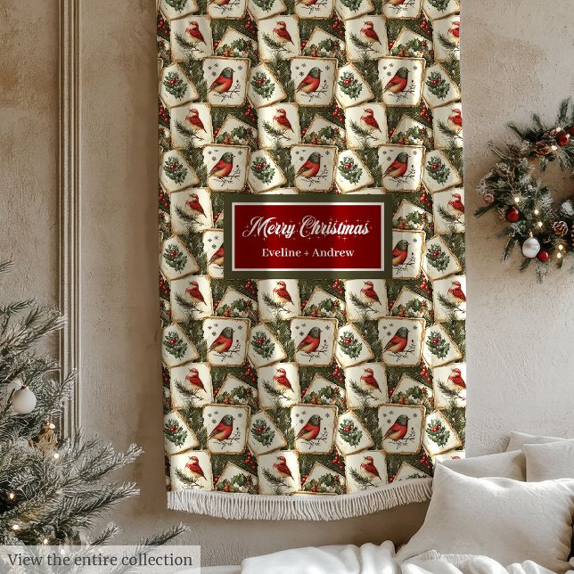 Vintage Vattenskärg Julrobin, festiv filt (Vintage watercolor Christmas robin festive blanket)