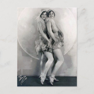 Vintage Vaudeville Dance Duo Feather Boas Vykort
