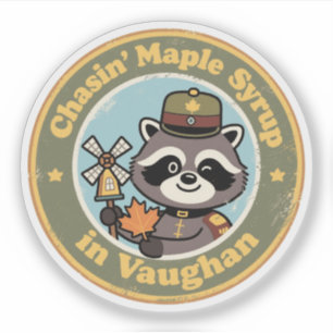 Vintage Vaughan Ontario Tvättbjörn Lönn Klistermärken
