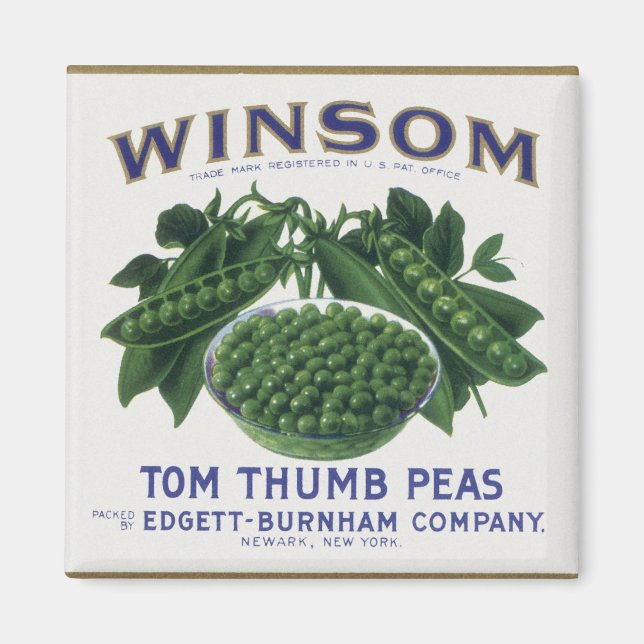 Vintage Vegetable Can Label Art, Winsom Äras Magnet (Framsidan)