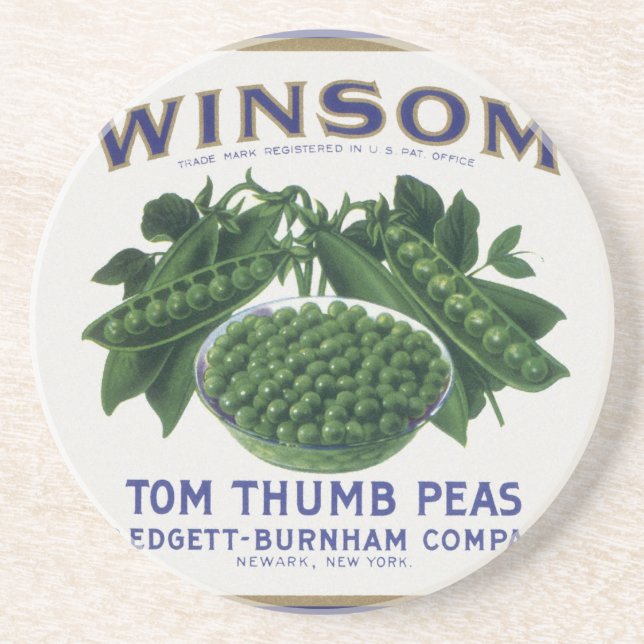Vintage Vegetable Can Label Art, Winsom Äras Underlägg (Framsidan)
