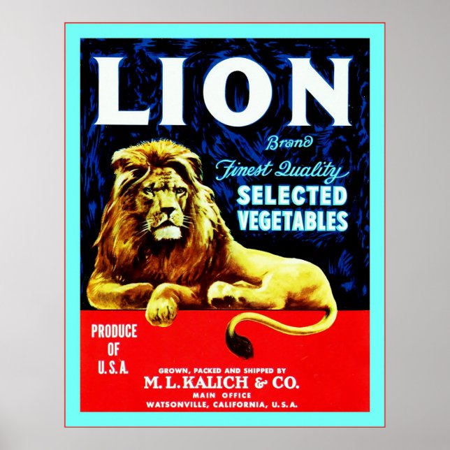 Vintage Vegetable Låda-etikett Poster (Framsidan)