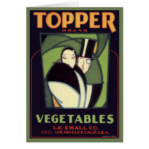 Vintage Vegetable Topper Label, Art Deco Romantik Hälsningskort