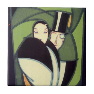 Vintage Vegetable Topper Label, Art Deco Romantik Kakelplatta