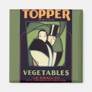 Vintage Vegetable Topper Label, Art Deco Romantik Magnet