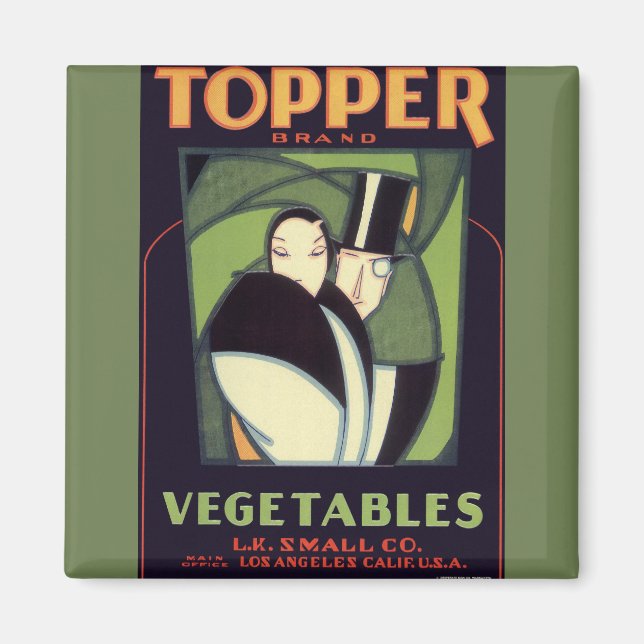Vintage Vegetable Topper Label, Art Deco Romantik Magnet (Framsidan)