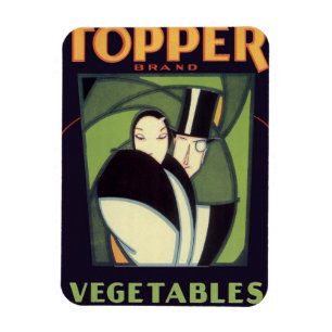 Vintage Vegetable Topper Label, Art Deco Romantik Magnet