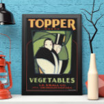 Vintage Vegetable Topper Label, Art Deco Romantik Poster<br><div class="desc">Vintage illustration kärlek och romantik art deco vegetabilisk produkt låda är en konstreklam med elegant par. Kvinnan bär en klänning i finare och mannen bär en dapper tuxedo och top hat. Antik reklam för topper-märkta grönsaker. LK Small Company,  huvudkontor Los Angeles,  Kalifornien,  USA.</div>