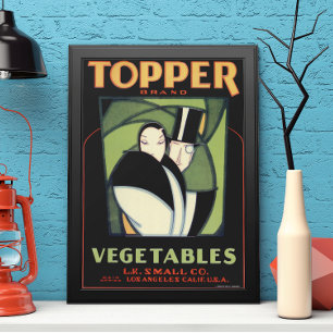 Vintage Vegetable Topper Label, Art Deco Romantik Poster