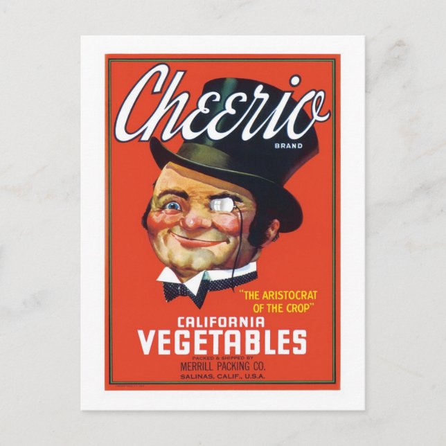 Vintage Vegetables Livsmedelsmärke Vykort (Framsida)