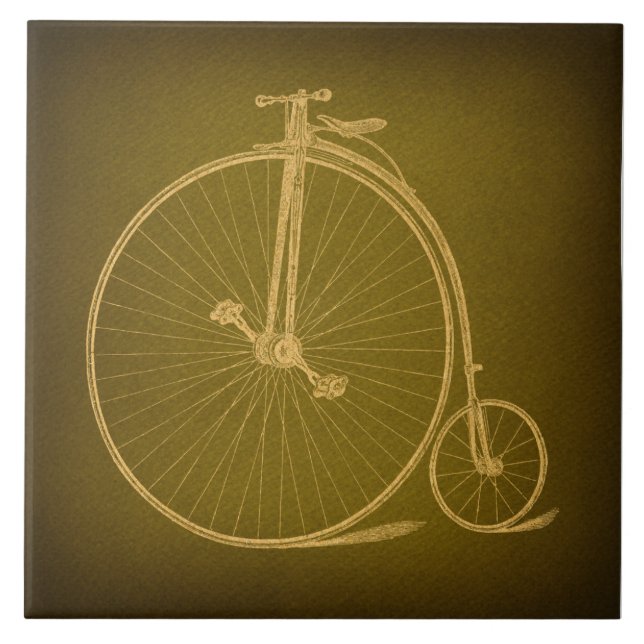 Vintage Velocipede Cycle Antique High Wheel Bike Kakelplatta (Framsidan)
