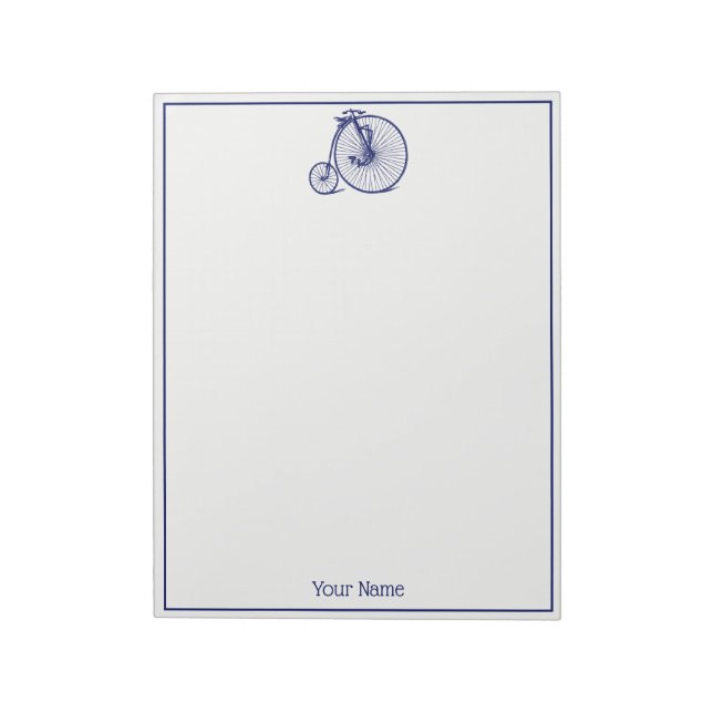Vintage Velocipede Penny Farthing Bicycle Bike Blu Anteckningsblock (Roterad)