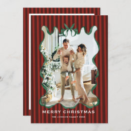 Vintage Velvet Christmas Red Bow Coquette 5 Photo Julkort