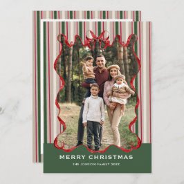 Vintage Velvet Christmas Red Bow Coquette 5 Photo Julkort