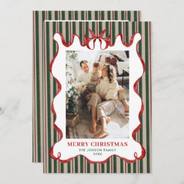 Vintage Velvet Christmas Red Bow Coquette 5 Photo Julkort