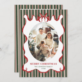 Vintage Velvet Christmas Red Bow Coquette 5 Photo Julkort