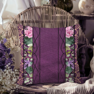 Vintage Velvet Victorian Lila Blommigt Tapestry Kudde