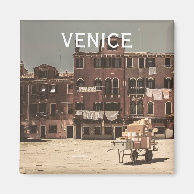 Vintage Venedig-foto Magnet (Framsidan)