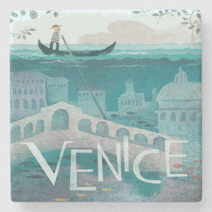 Vintage Venedig Italien Gondala Scenia Travel Stenunderlägg