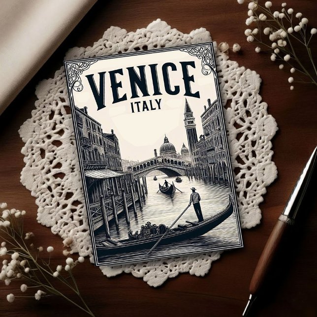 Vintage Venedig Italien Gondol Resa Vykort (Skapare uppladdad)