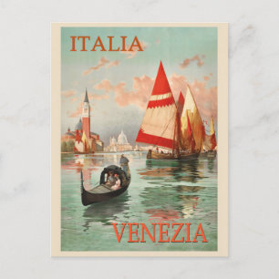 Vintage Venedig Italien Gondola Boat Travel Vykort