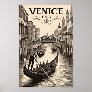 Vintage Venedig Italien Gondola Travel Poster