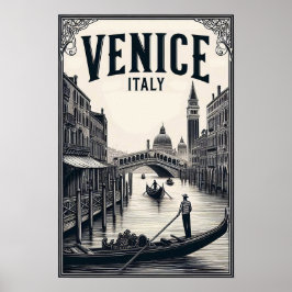 Vintage Venedig Italien Gondola Travel Poster
