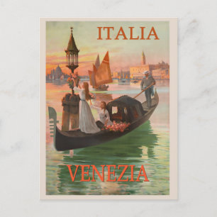 Vintage Venedig Italien Gondola Travel Vykort