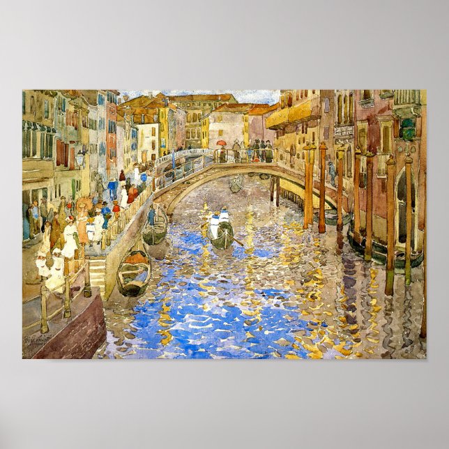 Vintage Venedig, Italien Grand Canal av Prendergas Poster (Framsidan)