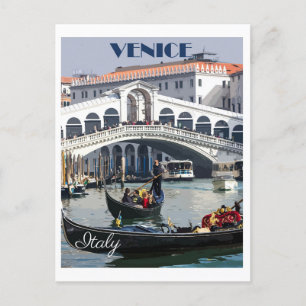 Vintage Venedig Italien Italienska Gondola Travel Vykort