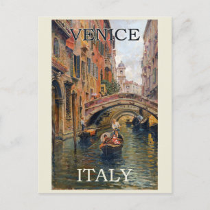 Vintage Venedig Italien Italienska Gondola Travel Vykort