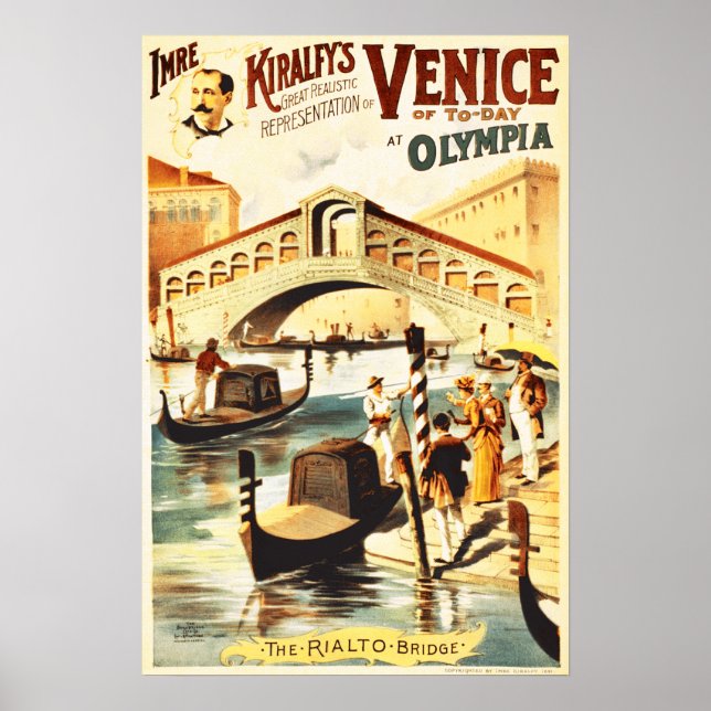 Vintage Venedig, Rialto bridge Poster (Framsidan)