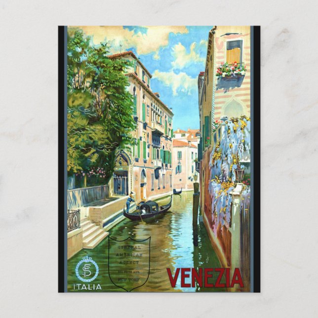 Vintage Venedig Travel Poster Vykort (Framsida)