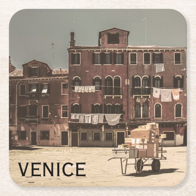 Vintage Venedig Underlägg Papper Kvadrat (Framsidan)