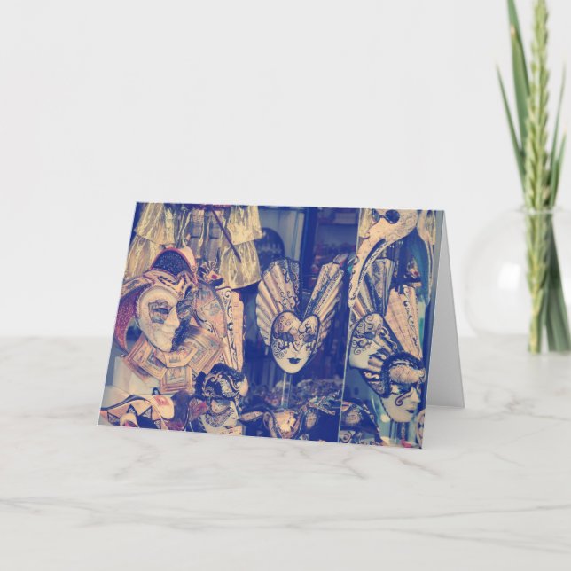 Vintage Venetianska karnevalsmasker Kort (Framsida)