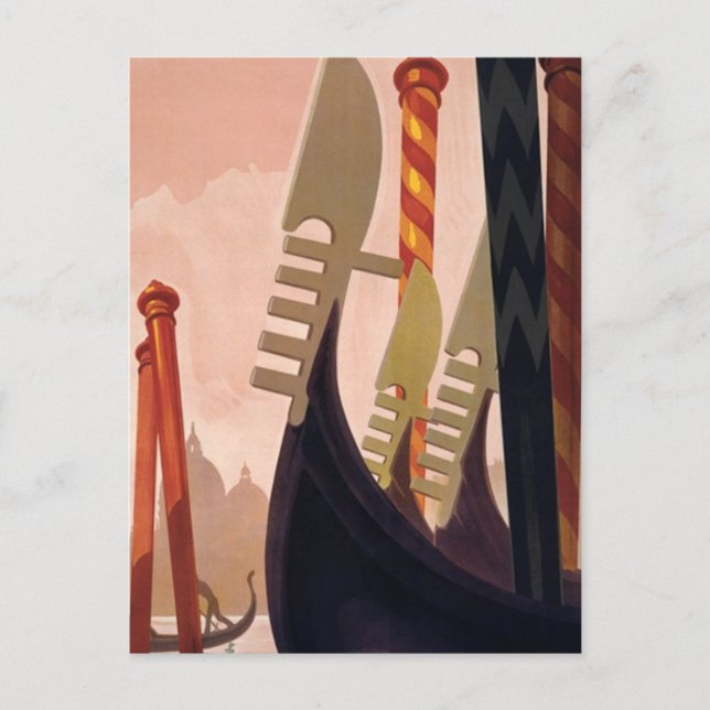 Vintage Venezia Gondolas Vykort (Framsida)